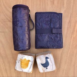 Lassig Glam Global Purple Quilted Changing Mat and Insulated Bottle Holder set